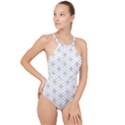 Black And White Pattern T- Shirt Black And White Pattern 2 High Neck One Piece Swimsuit View1