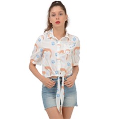 Boxer Dog Pattern T- Shirt Boxer Dog Pattern T- Shirt Tie Front Shirt 
