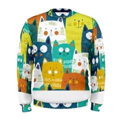 Cat T- Shirt Cute Cats Colorful Seamless Pattern T- Shirt Men s Sweatshirt by maxcute