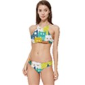 Cat T- Shirt Cute Cats Colorful Seamless Pattern T- Shirt Banded Triangle Bikini Set View1