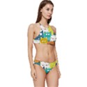 Cat T- Shirt Cute Cats Colorful Seamless Pattern T- Shirt Banded Triangle Bikini Set View3