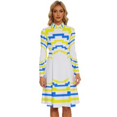 Easter Eggs T- Shirt Easter Eggs Pattern T- Shirt Long Sleeve Shirt Collar A-line Dress