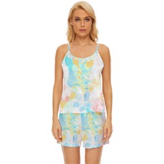 Fashion T- Shirt Fashion Tropical Pattern T- Shirt Satin Pajama Short Set
