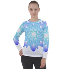 Flower Illustration T- Shirt Beautiful And Artistic Blue Flower T- Shirt Women s Long Sleeve Raglan Tee