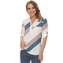 Geometric Abstract Art T- Shirt Mountain River Pattern Zip Up Long Sleeve Blouse View2