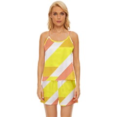 Geometric Abstract Art T- Shirt Sunrise Pattern Satin Pajama Short Set