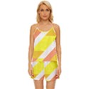 Geometric Abstract Art T- Shirt Sunrise Pattern Satin Pajama Short Set View1