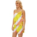 Geometric Abstract Art T- Shirt Sunrise Pattern Satin Pajama Short Set View2