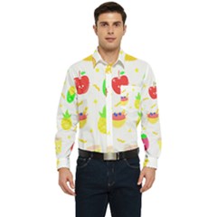 Kawaii Doodle T- Shirt Kawaii Doodle Food Illustration T- Shirt Men s Long Sleeve Pocket Shirt 