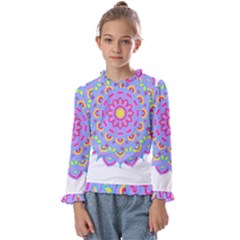 Mandala T- Shirt Mandala Art T- Shirt Kids  Frill Detail Tee