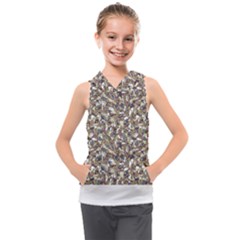 Nature Pattern T- Shirt Minimalist Leaf Line Art Illustration As A Seamless Surface Pattern Design ( Kids  Sleeveless Hoodie