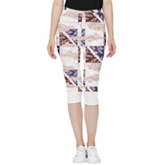Nature Pattern T- Shirt Minimalist Leaf Line Art Illustration As A Seamless Surface Pattern Design ( Inside Out Lightweight Velour Capri Leggings 
