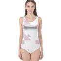 Nature Pattern T- Shirt Minimalist Leaf Line Art Illustration As A Seamless Surface Pattern Design ( One Piece Swimsuit View1