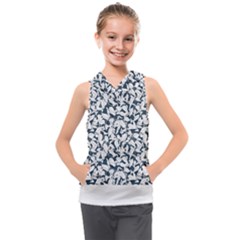 Nature Pattern T- Shirt Minimalist Leaf Line Art Illustration As A Seamless Surface Pattern Design ( Kids  Sleeveless Hoodie