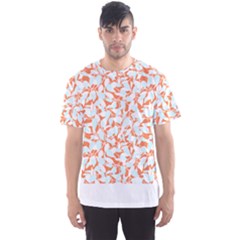 Nature Pattern T- Shirt Minimalist Leaf Line Art Illustration As A Seamless Surface Pattern Design ( Men s Sport Mesh Tee
