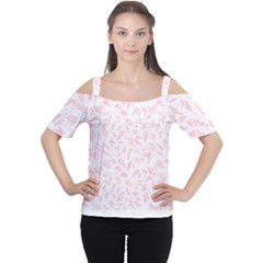 Nature Pattern T- Shirt Minimalist Leaf Line Art Illustration As A Seamless Surface Pattern Design(1 Cutout Shoulder Tee