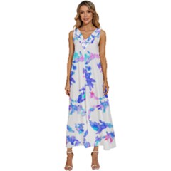 Pattern T- Shirtpattern T- Shirt V-neck Sleeveless Loose Fit Overalls