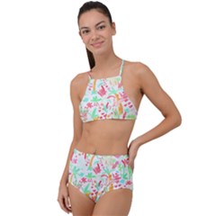 Pattern T- Shirtthe Watercolor Jungle Pattern 1 T- Shirt High Waist Tankini Set