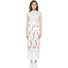 Pattern T- Shirtthe Watercolor Jungle Pattern 2 T- Shirt Women s Frill Top Chiffon Jumpsuit