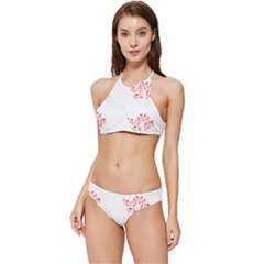 Siberian Husky T- Shirtsiberian Husky Dog Pattern With Tree T- Shirt Banded Triangle Bikini Set