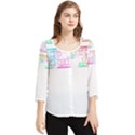 Silhouette Design T- Shirt Vintage Leaves Silhouette Design Border Pastel Colours T- Shirt Chiffon Quarter Sleeve Blouse View1