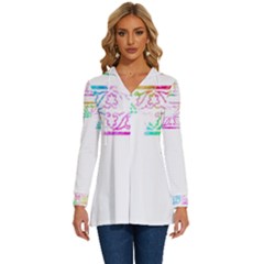 Silhouette Design T- Shirt Vintage Leaves Silhouette Design Border Pastel Colours T- Shirt Long Sleeve Drawstring Hooded Top