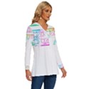 Silhouette Design T- Shirt Vintage Leaves Silhouette Design Border Pastel Colours T- Shirt Long Sleeve Drawstring Hooded Top View3