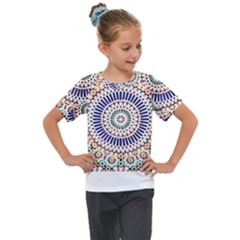 Tiles T- Shirttile Pattern, Moroccan Zellige Tilework T- Shirt Kids  Mesh Piece Tee
