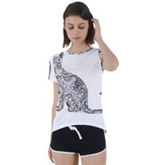 Trippy T- Shirt Cat Silhouette T- Shirt Short Sleeve Open Back Tee