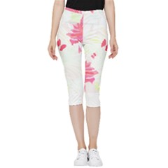 Tropical T- Shirt Tropical Elegant Flourish T- Shirt Inside Out Lightweight Velour Capri Leggings 