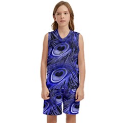 Purple Peacock Feather Kids  Basketball Mesh Set