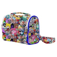 Assorted Cartoon Characters Doodle  Style Heroes Satchel Shoulder Bag