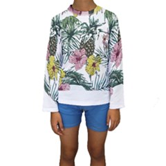 Tropical T- Shirt Tropical Magnificent Flower T- Shirt Kids  Long Sleeve Swimwear