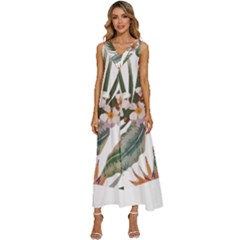 Tropical T- Shirt Tropical Pattern Quiniflore T- Shirt V-neck Sleeveless Loose Fit Overalls
