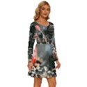 Chocolate dark Long Sleeve Wide Neck Velour Dress View3
