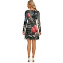 Chocolate dark Long Sleeve Wide Neck Velour Dress View4