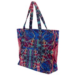Cobalt Arabesque Zip Up Canvas Bag by kaleidomarblingart