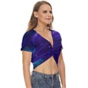 Abstract Colorful Pattern Design Twist Front Crop Top View3
