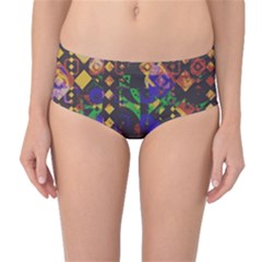 Background Graphic Mid-waist Bikini Bottoms