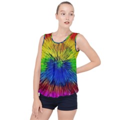 Colour Background Structure Lines Explosion Pop Bubble Hem Chiffon Tank Top