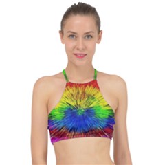Colour Background Structure Lines Explosion Pop Racer Front Bikini Top