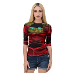 3d Abstract Model Texture Quarter Sleeve Raglan Tee