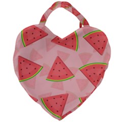 Background Watermelon Pattern Fruit Food Sweet Giant Heart Shaped Tote by Jancukart