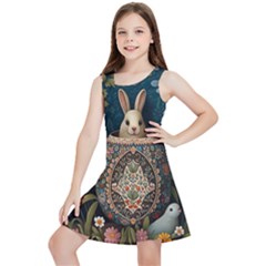 Easter Bunny Rabbit Flowers Easter Happy Easter Kids  Lightweight Sleeveless Dress
