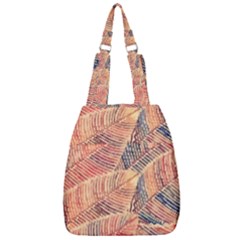 Leaves Pattern Abstract Circles Dots Ornament Center Zip Backpack