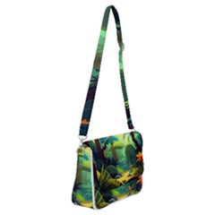 Jungle Rainforest Tropical Forest Jungle Scene Shoulder Bag With Back Zipper