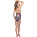 Kaleidoscope Geometric Circles Mandala Pattern Halter Front Plunge Swimsuit View2