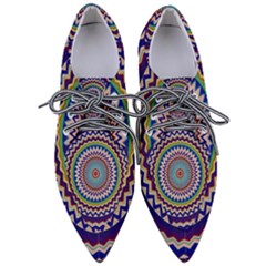 Kaleidoscope Geometric Circles Mandala Pattern Pointed Oxford Shoes by Jancukart