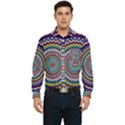 Kaleidoscope Geometric Circles Mandala Pattern Men s Long Sleeve Pocket Shirt  View1