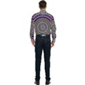 Kaleidoscope Geometric Circles Mandala Pattern Men s Long Sleeve Pocket Shirt  View2
